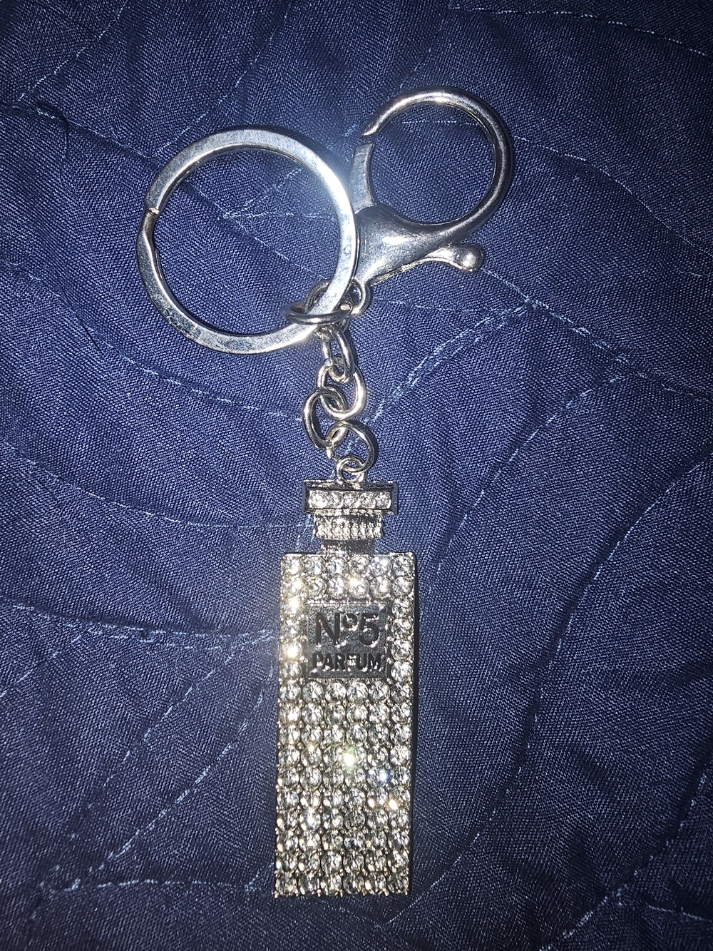 Source Unknown Silver Rhinestone N°5 Parfum Bottle Keychain